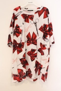 画像1: TRAVAS TOKYO / Kill ribbons BIG Tee/総柄リボンTシャツ/カットソー  ホワイト O-26-04-11-091-PU-TS-IG-OS