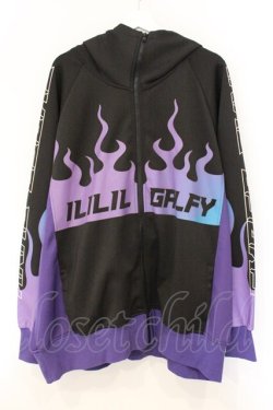 画像1: ililil / GALFYコラボボリュームハイネックパーカー  ブラック×パープル O-26-04-11-098-PU-TO-IG-OS