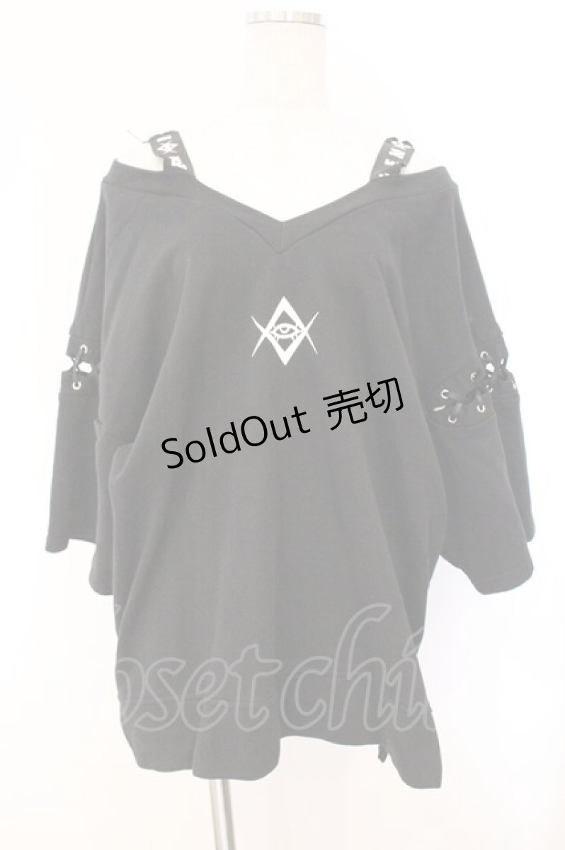 画像1: REFLEM / オフショルダーベルトTシャツ/カットソー  ブラック O-26-04-11-103-PU-TO-IG-OS (1)