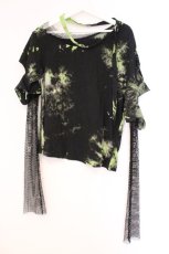 画像1: PUNK RAVE / Tie Dye Two Spliced Plaid Hoodie  ブラック×グリーン O-26-04-11-021-PU-TO-IG-OS (1)
