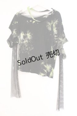 画像1: PUNK RAVE / Tie Dye Two Spliced Plaid Hoodie  ブラック×グリーン O-26-04-11-021-PU-TO-IG-OS