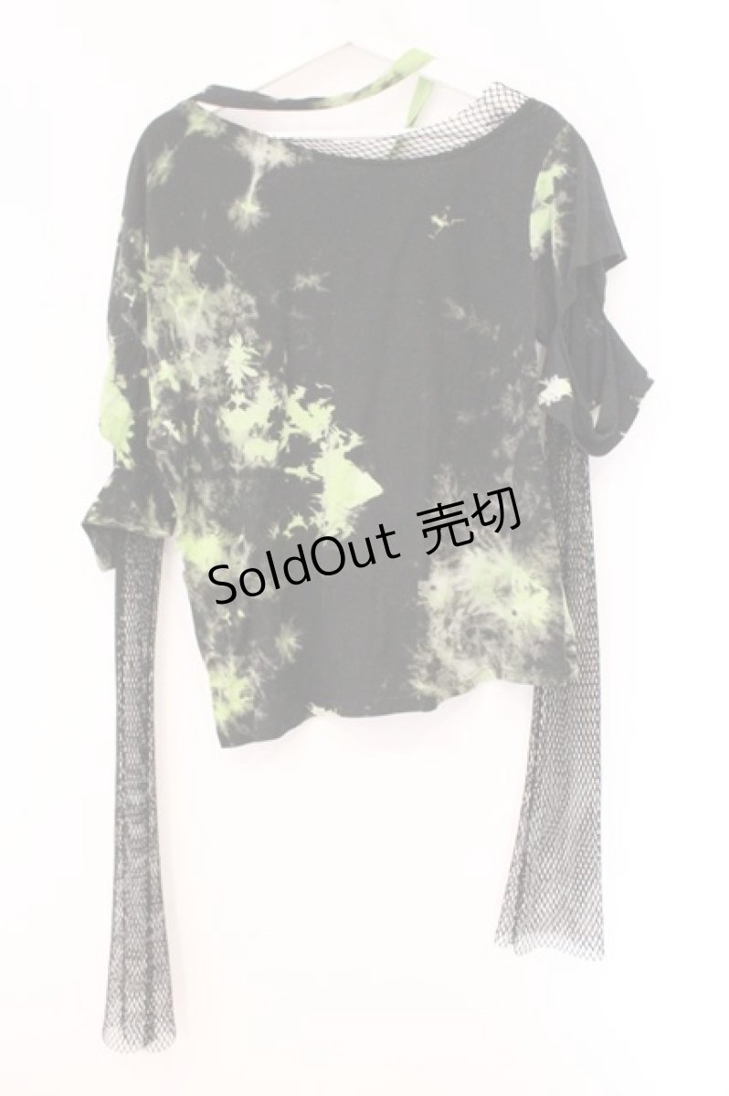 画像3: PUNK RAVE / Tie Dye Two Spliced Plaid Hoodie  ブラック×グリーン O-26-04-11-021-PU-TO-IG-OS (3)
