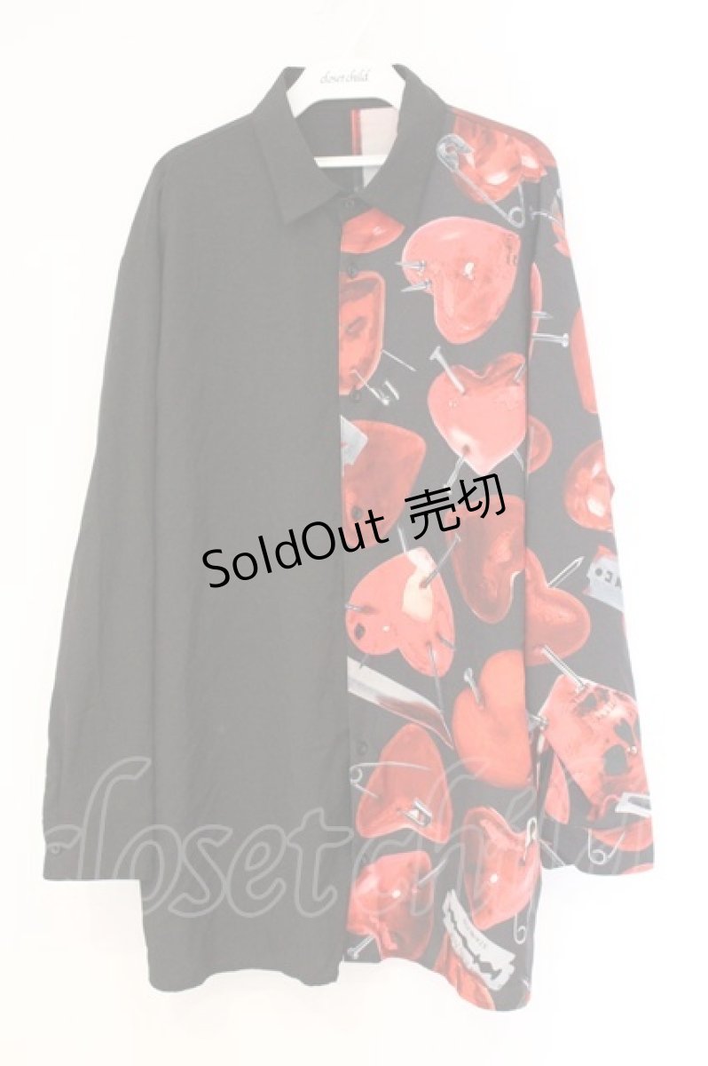 画像1: TRAVAS TOKYO / Bicolor Shirts/バイカラー昇華プリントシャツ  ブラック×レッド O-26-04-11-023-PU-BL-IG-ZI (1)
