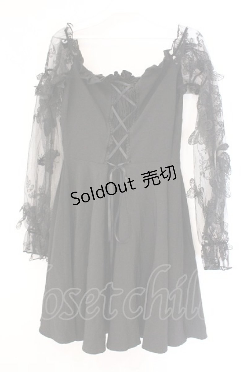 画像4: DARK IN LOVE / Gothic sexy off-shoulder lacey sleeves dress S ブラック O-26-04-11-024-PU-OP-IG-OS (4)