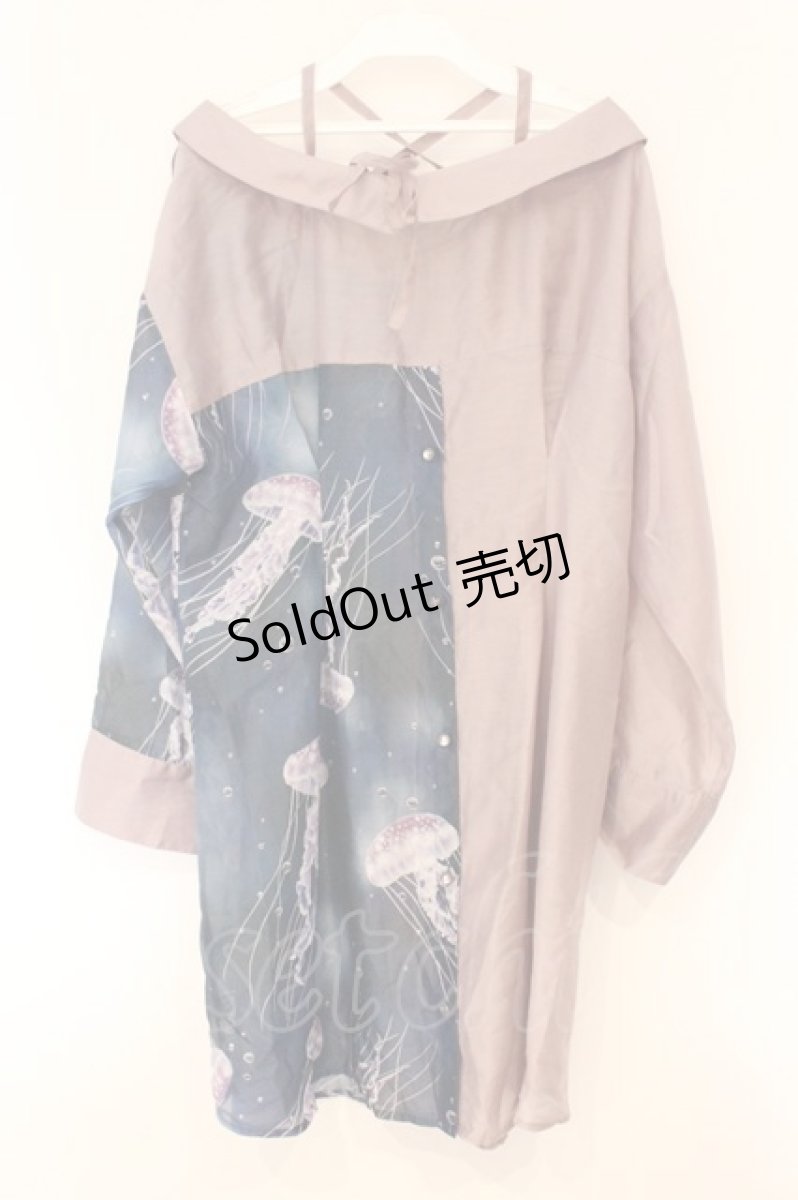 画像3: axes femme POETIQUE / 揺蕩う海月シアーロングシャツ M ピンク×ブルー O-26-04-13-024-AX-BL-IG-OS (3)