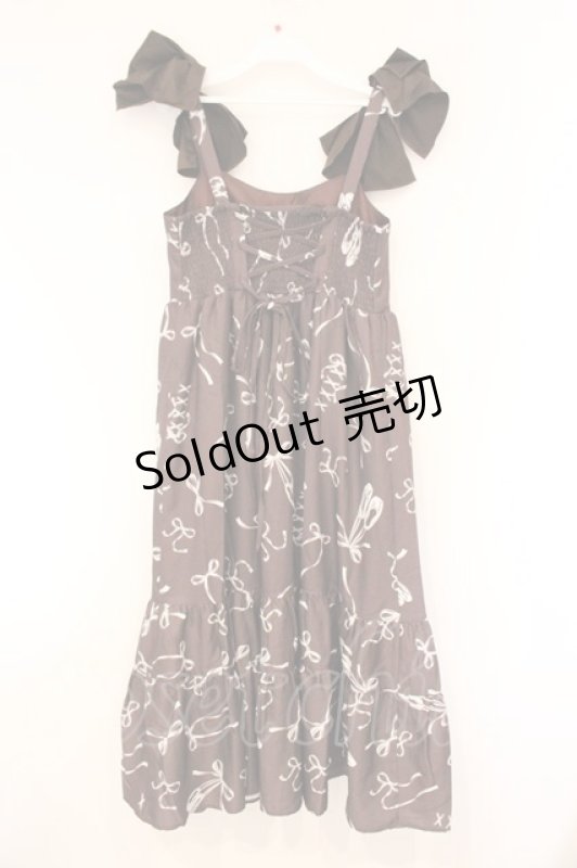 画像3: axes femme / トゥシューズ柄リボン付ワンピース F ブラウン O-26-04-13-026-AX-OP-IG-OS (3)