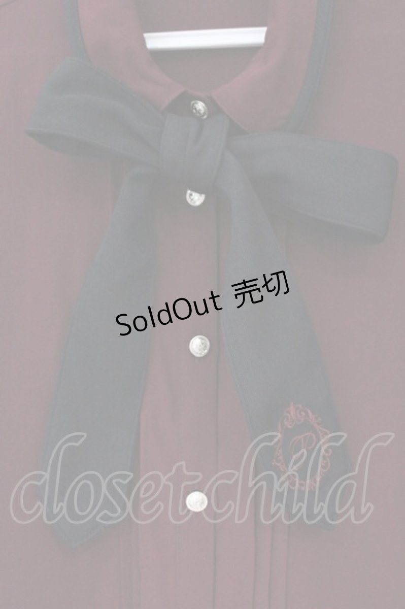 画像2: axes femme POETIQUE / 刺繍リボンタイ付ブラウス  ワイン×クロ O-26-04-13-032-AX-BL-IG-OS (2)
