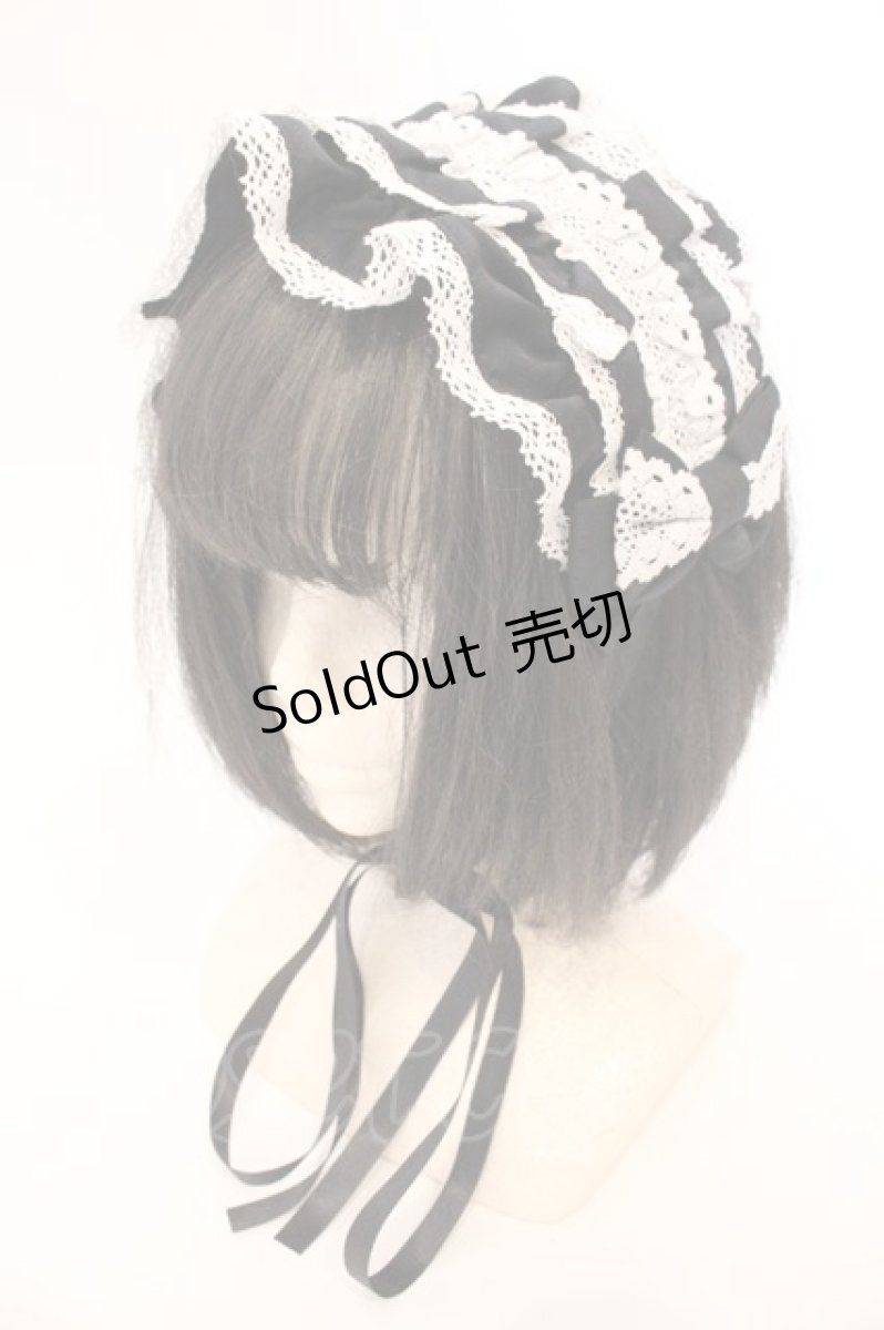 画像1: metamorphose / 両山レースフリルヘッドドレス  クロ×シロ O-26-04-13-005-ME-AC-IG-OS (1)