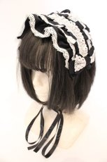 画像1: metamorphose / 両山レースフリルヘッドドレス  クロ×シロ O-26-04-13-005-ME-AC-IG-OS (1)