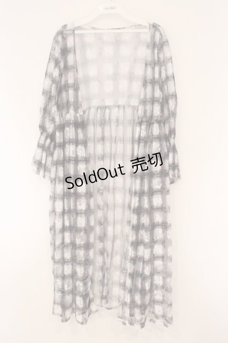 画像1: axes femme / チェック柄レースロングカーディガン  シロ×クロ O-26-04-13-052-AX-TO-IG-OS (1)