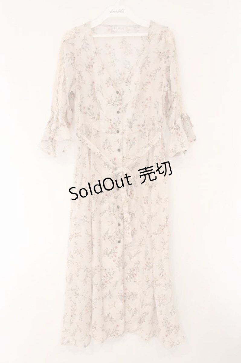 画像1: axes femme / 小花シフォンロングカーディガン  アイボリー O-26-04-13-058-AX-TO-IG-OS (1)