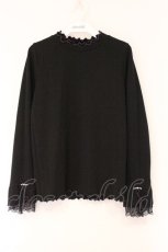 画像1: axes femme / 袖レース配色メローフリルプルオーバー  クロ×パープル O-26-04-13-059-AX-TO-IG-ZT525 (1)