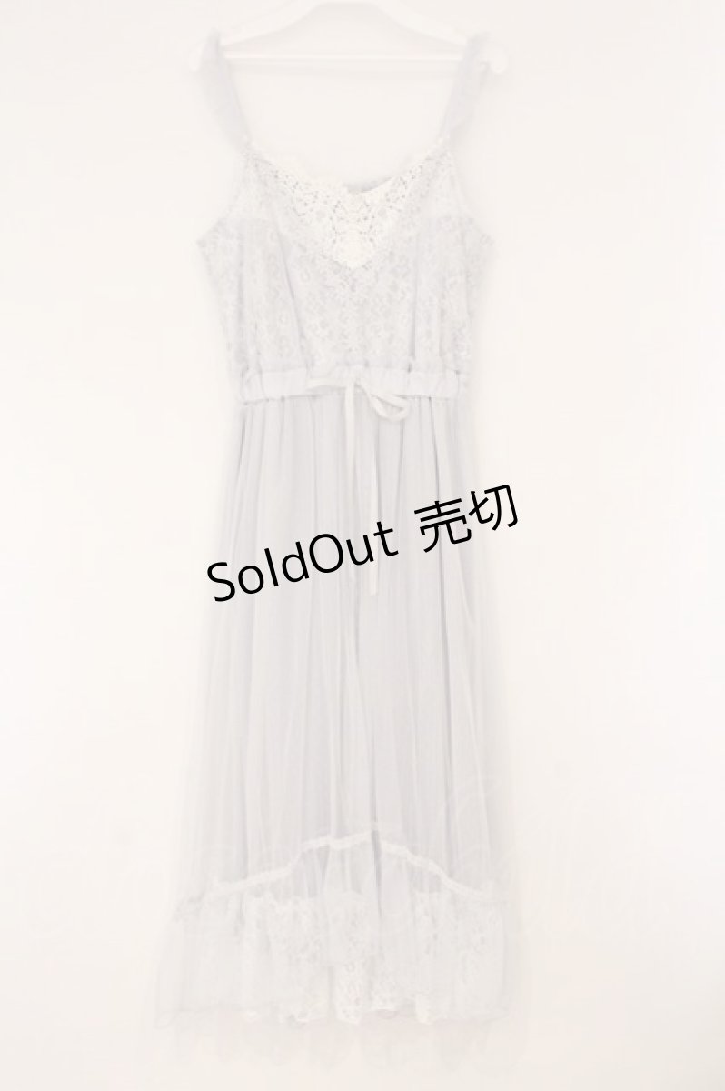 画像1: axes femme / チュールレース重ねキャミワンピース  サックス O-26-04-13-063-AX-OP-IG-OS (1)