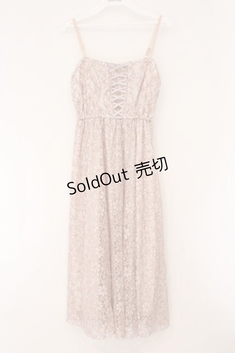 画像1: axes femme / 配色レースマキシワンピース M ピンク O-26-04-13-067-AX-OP-IG-OS (1)