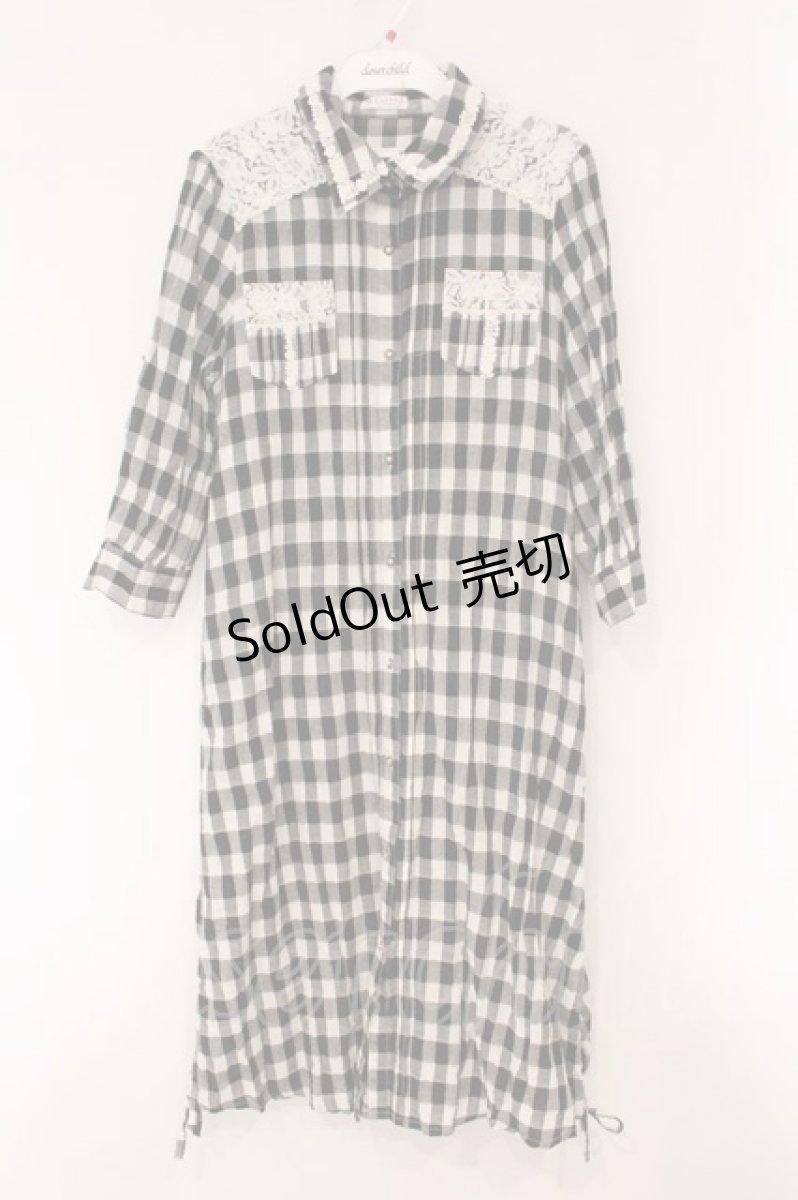 画像1: axes femme / チェック柄ロングチュニ M クロ×シロ O-26-04-13-070-AX-OP-IG-OS (1)