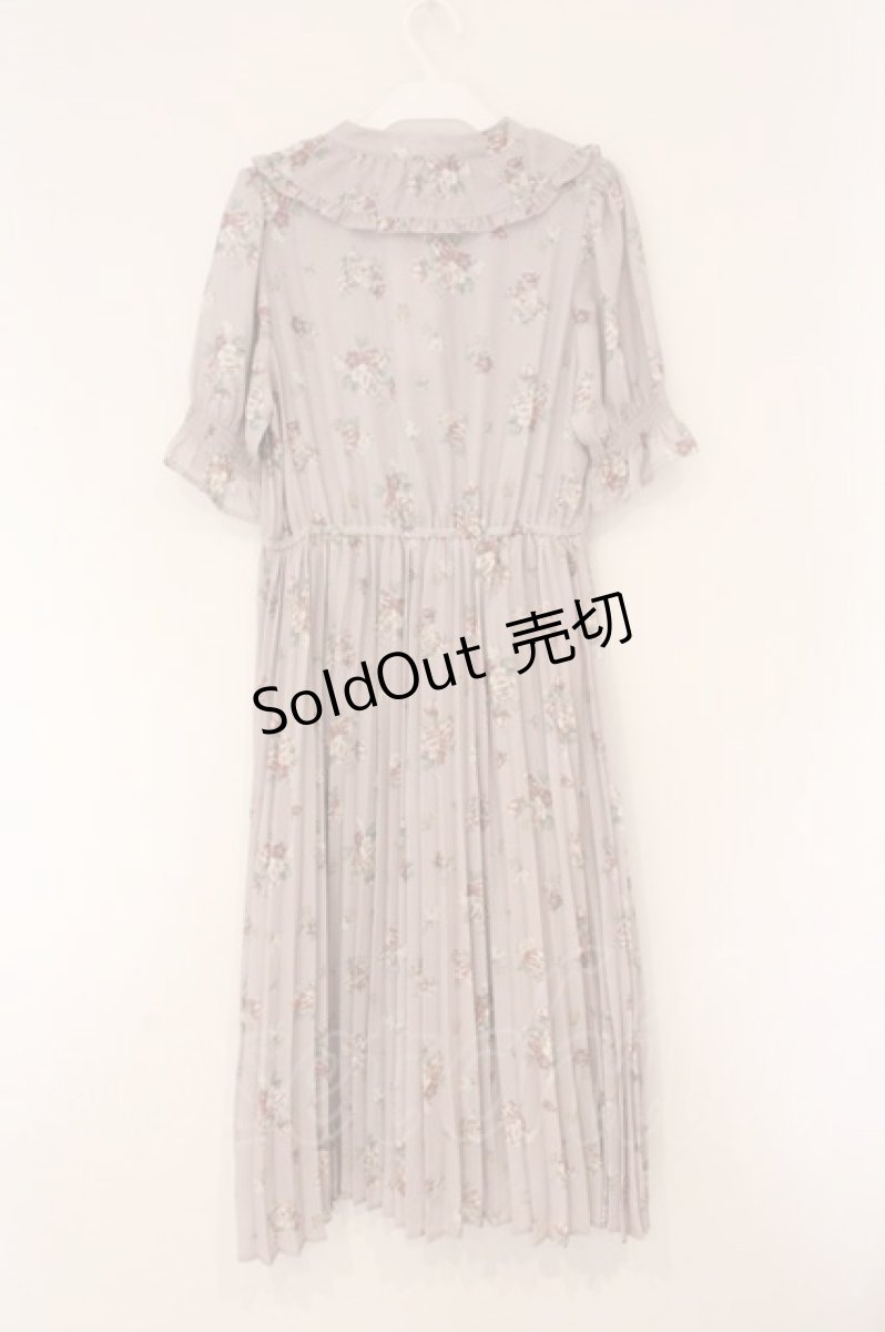 画像3: axes femme / 花柄ボウタイカラーフリルプリーツワンピース M ピンク O-26-04-13-071-AX-OP-IG-OS (3)