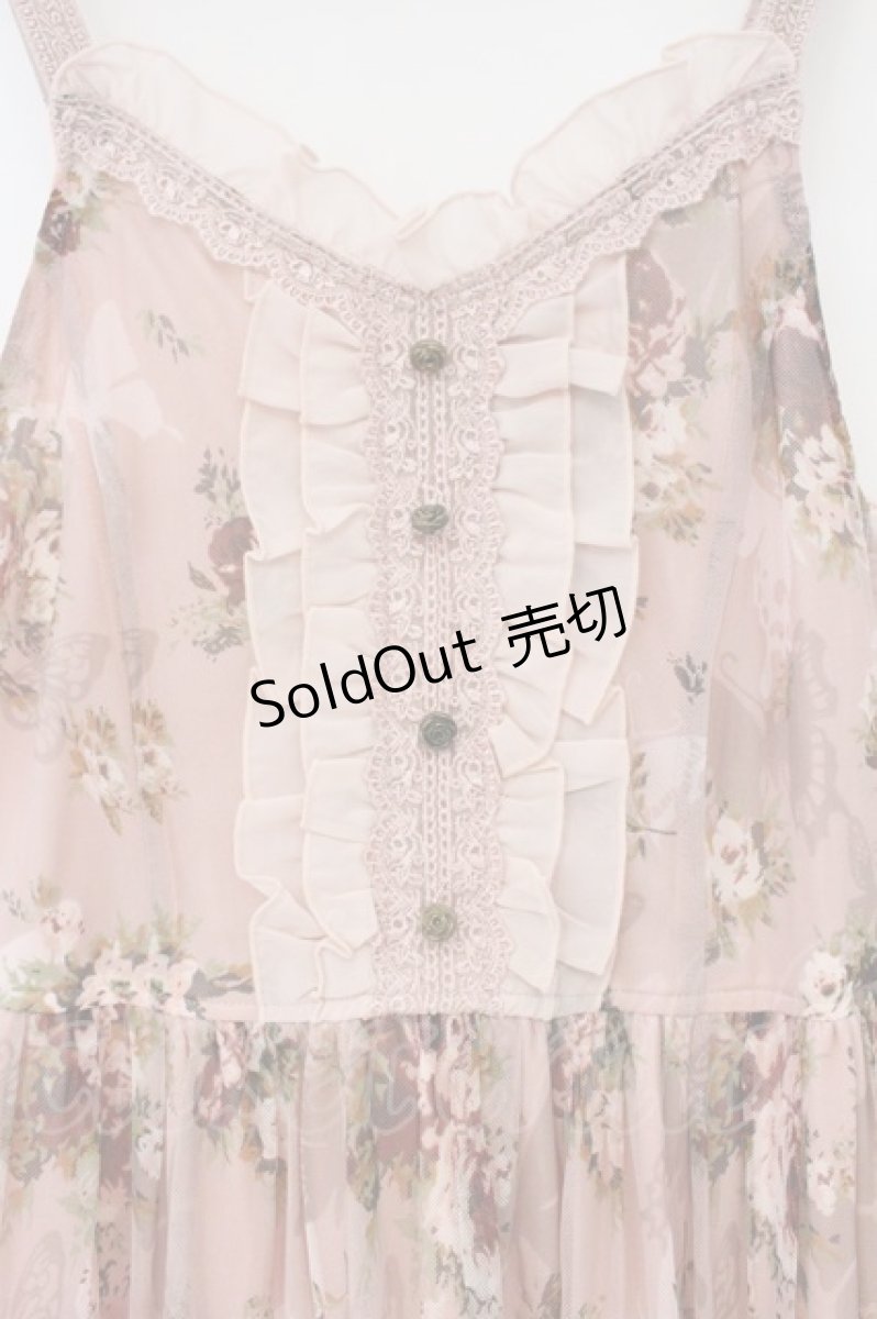 画像2: axes femme / 蝶×薔薇ワンピース  ピンク O-26-04-13-075-AX-OP-IG-OS (2)