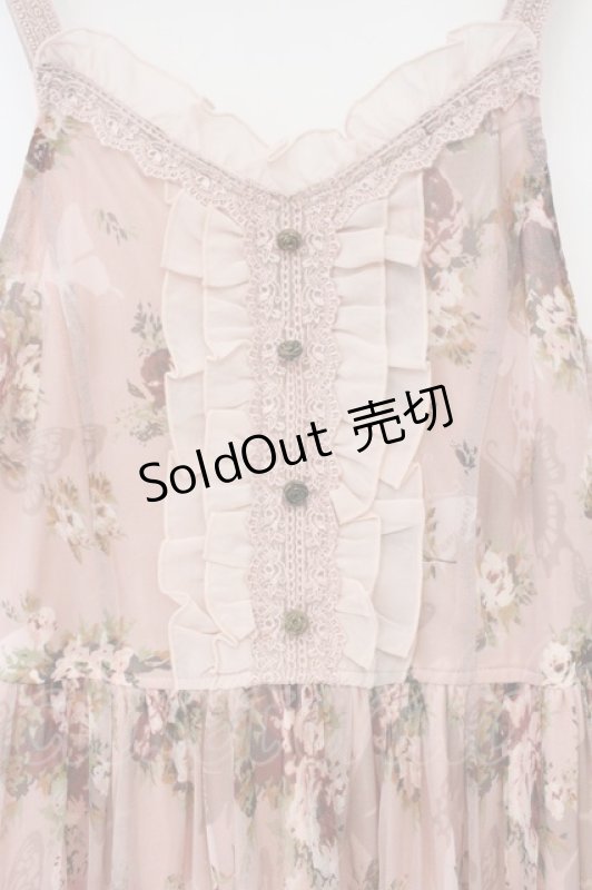 画像2: axes femme / 蝶×薔薇ワンピース  ピンク O-26-04-13-075-AX-OP-IG-OS (2)