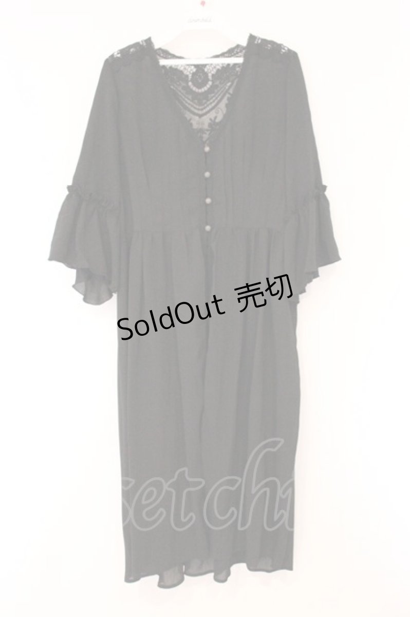 画像1: axes femme / バックレースロングガウン  クロ O-26-04-13-077-AX-TO-IG-OS (1)