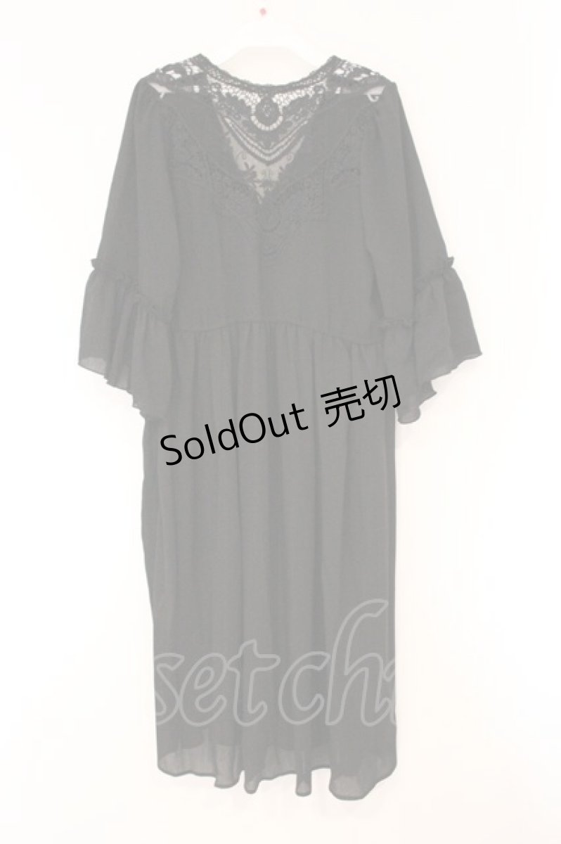 画像2: axes femme / バックレースロングガウン  クロ O-26-04-13-077-AX-TO-IG-OS (2)