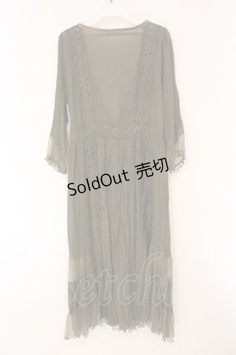 画像3: axes femme / レーシーロングカーディガン M カーキグリーン O-26-04-13-083-AX-TO-IG-OS (3)