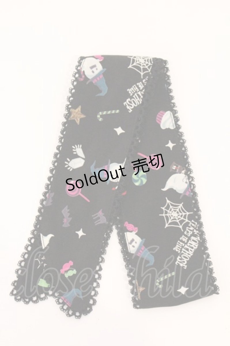 画像1: metamorphose / Sweet Spooky Nightスカーフ  クロ O-26-04-13-002-ME-ZA-IG-OS (1)