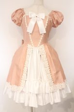画像1: Millefleurs / リボン付き クラシカルワンピース  ピンク×シロ O-26-04-13-010-EL-OP-OW-OS (1)