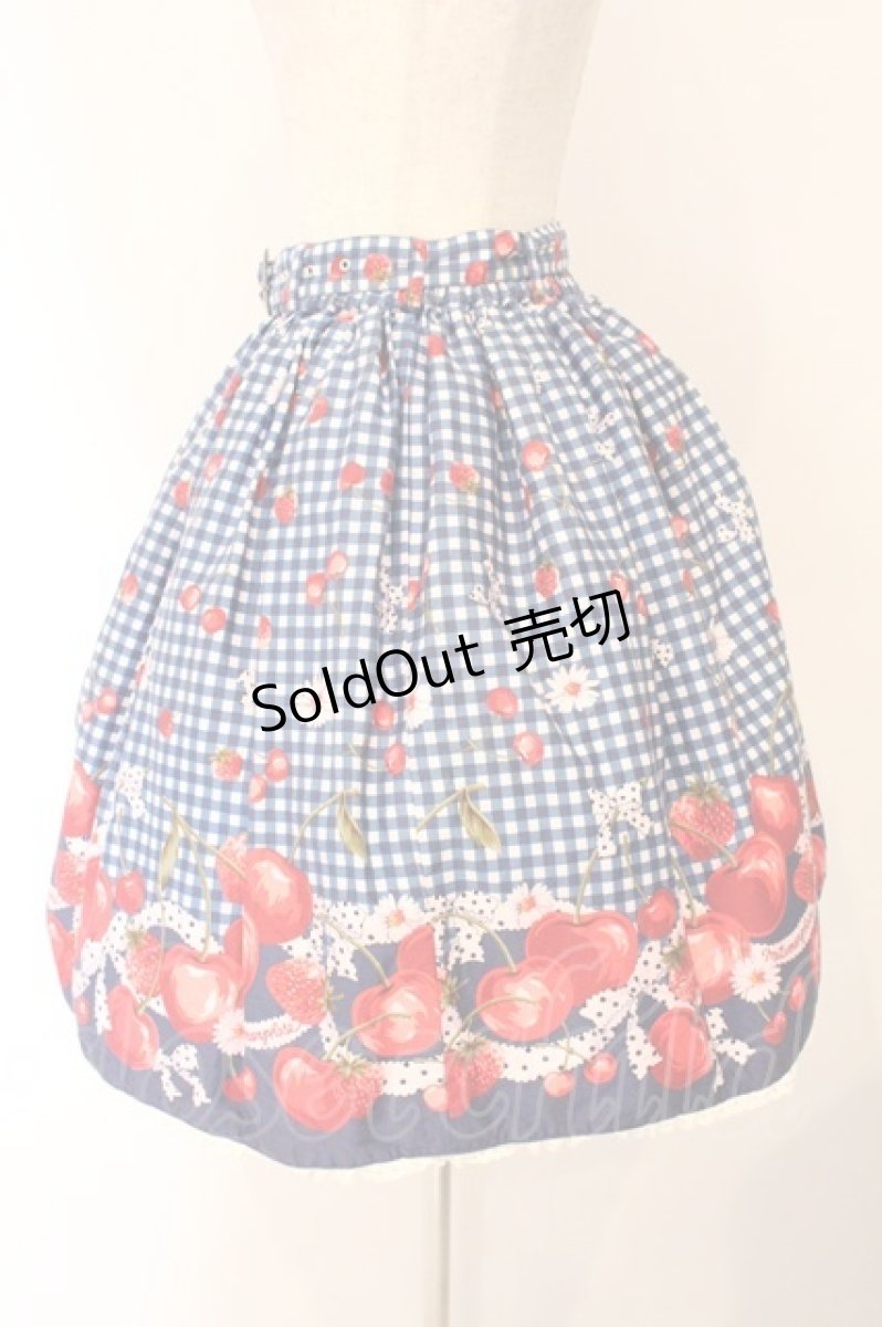 画像3: metamorphose / ギンガムチェリーベルト付スカート  アオ O-26-04-13-014-ME-SK-OW-OS (3)