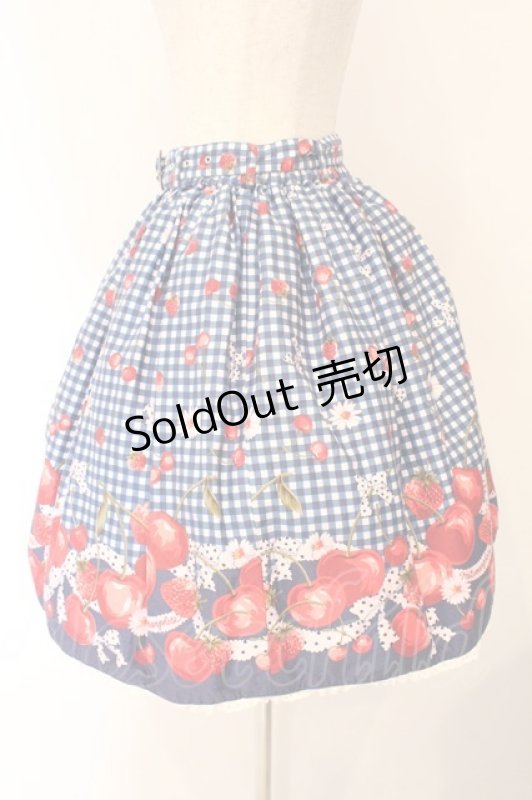 画像3: metamorphose / ギンガムチェリーベルト付スカート  アオ O-26-04-13-014-ME-SK-OW-OS (3)