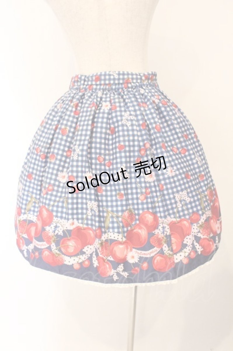 画像4: metamorphose / ギンガムチェリーベルト付スカート  アオ O-26-04-13-014-ME-SK-OW-OS (4)