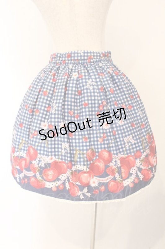 画像4: metamorphose / ギンガムチェリーベルト付スカート  アオ O-26-04-13-014-ME-SK-OW-OS (4)