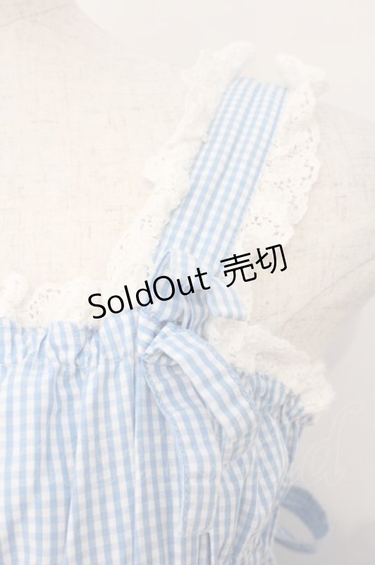 画像2: metamorphose / シャーリングハイウエストジャンパースカート  サックス O-26-04-13-015-ME-OP-OW-OS (2)