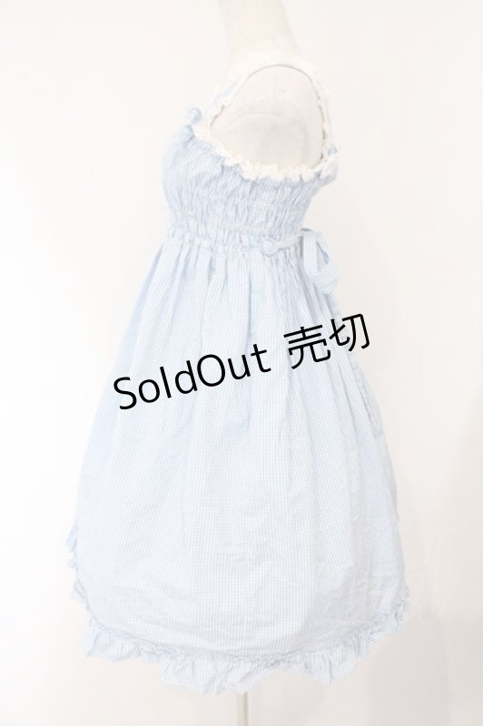 画像3: metamorphose / シャーリングハイウエストジャンパースカート  サックス O-26-04-13-015-ME-OP-OW-OS (3)