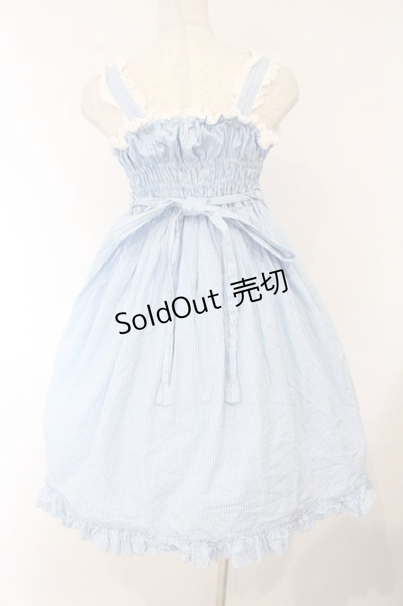 画像4: metamorphose / シャーリングハイウエストジャンパースカート  サックス O-26-04-13-015-ME-OP-OW-OS (4)