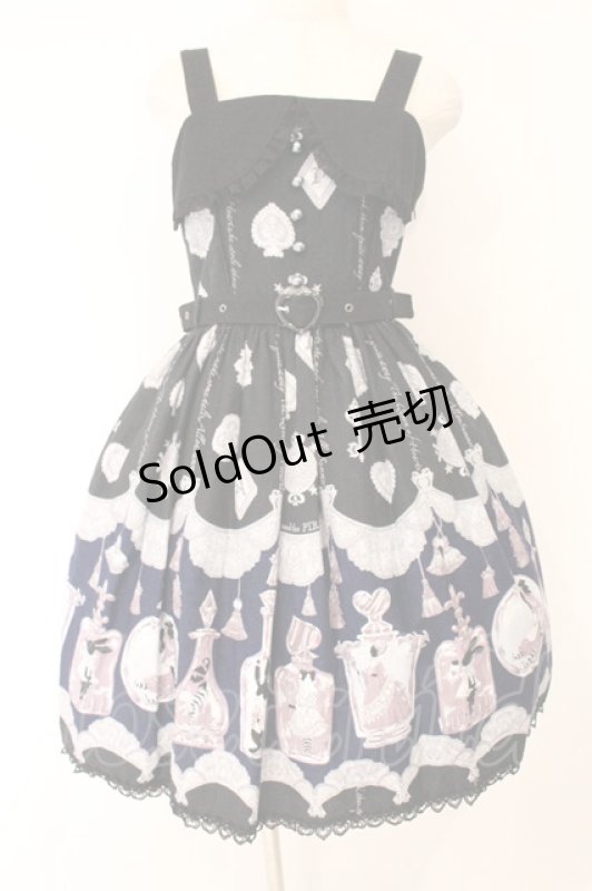 画像1: ALICE and the PIRATES / アリスのティアボトル柄ハートベルトジャンパースカート  クロ O-26-04-14-032-PA-OP-OW-OS (1)