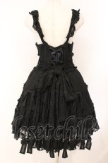 画像5: metamorphose / シフォンリボン総レースティアードジャンパースカート  クロ O-26-04-14-033-ME-OP-OW-OS (5)