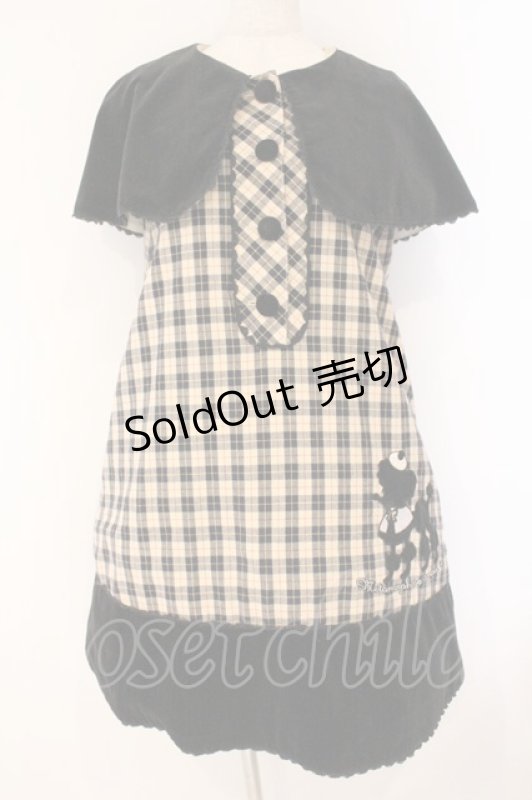 画像1: metamorphose / 探偵プードルちゃんジャンパースカート  ベージュ×クロ O-26-04-14-039-ME-OP-IG-OS (1)