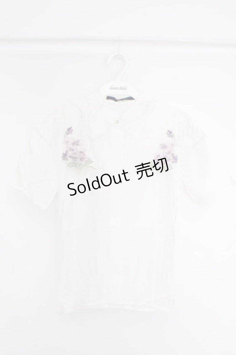 画像1: an another angelus / ヴァイオレット刺繍ヨークシャツ F オフシロ O-26-04-14-1025-CA-BL-OW-OS (1)