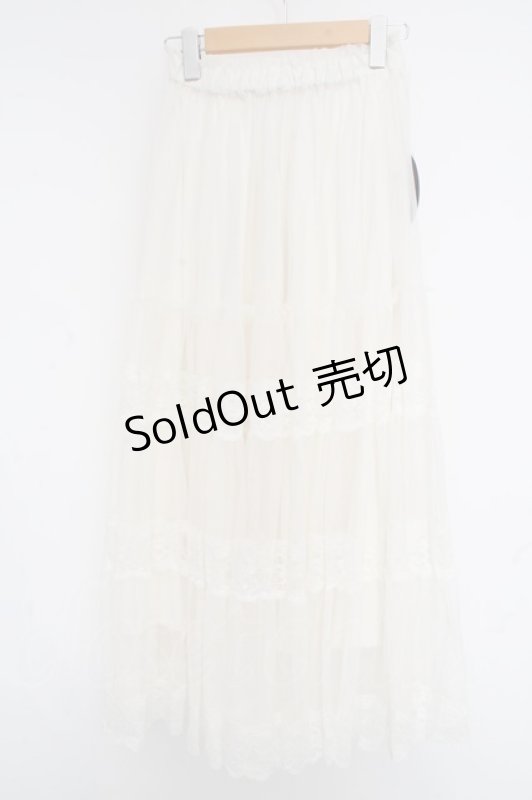 画像1: an another angelus / レース切替チュールティアードスカート【洗える】 F オフシロ O-26-04-14-1036-CA-SK-OW-OS (1)
