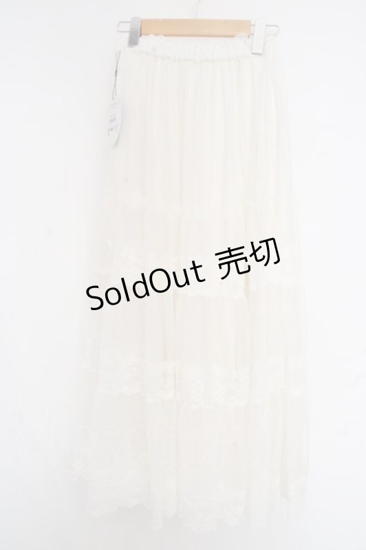 画像2: an another angelus / レース切替チュールティアードスカート【洗える】 F オフシロ O-26-04-14-1036-CA-SK-OW-OS (2)