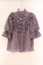 画像1: Chalmiere / クラシカルレーシー半袖ブラウス M ラベンダー O-26-04-14-058-0-BL-YM-OS (1)