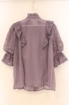 画像4: Chalmiere / クラシカルレーシー半袖ブラウス M ラベンダー O-26-04-14-058-0-BL-YM-OS (4)