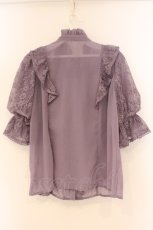画像4: Chalmiere / クラシカルレーシー半袖ブラウス M ラベンダー O-26-04-14-058-0-BL-YM-OS (4)