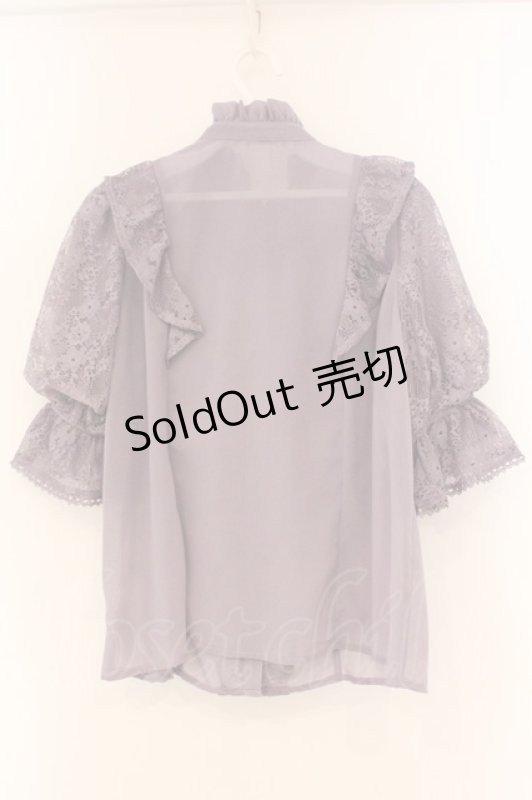 画像4: Chalmiere / クラシカルレーシー半袖ブラウス M ラベンダー O-26-04-14-058-0-BL-YM-OS (4)