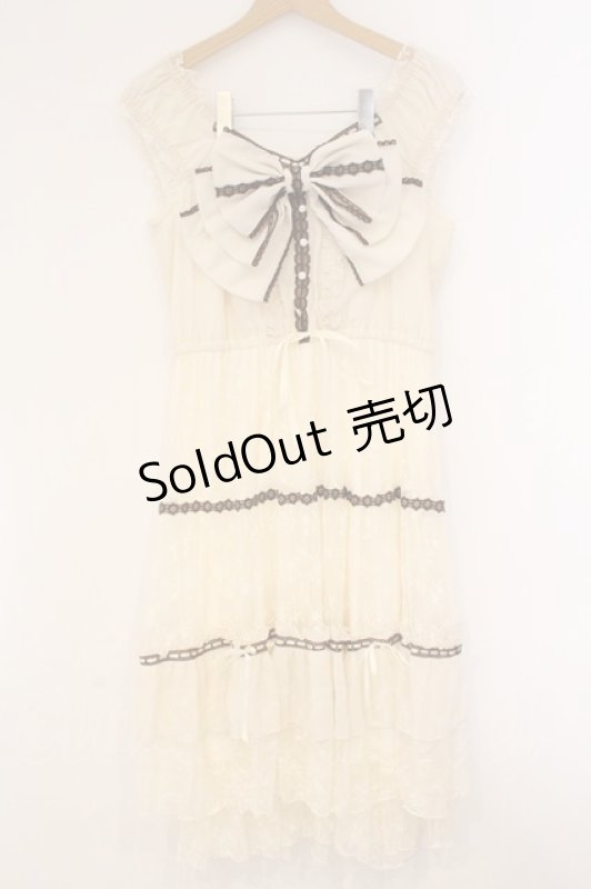 画像1: axes femme / リボンセットレースワンピース F アイボリー O-26-04-14-075-AX-OP-IG-OS (1)