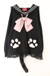 画像1: Jamie エーエヌケー / ねこちゃんセーラーパーカー M クロ O-26-04-14-019-LO-TO-OW-OS (1)