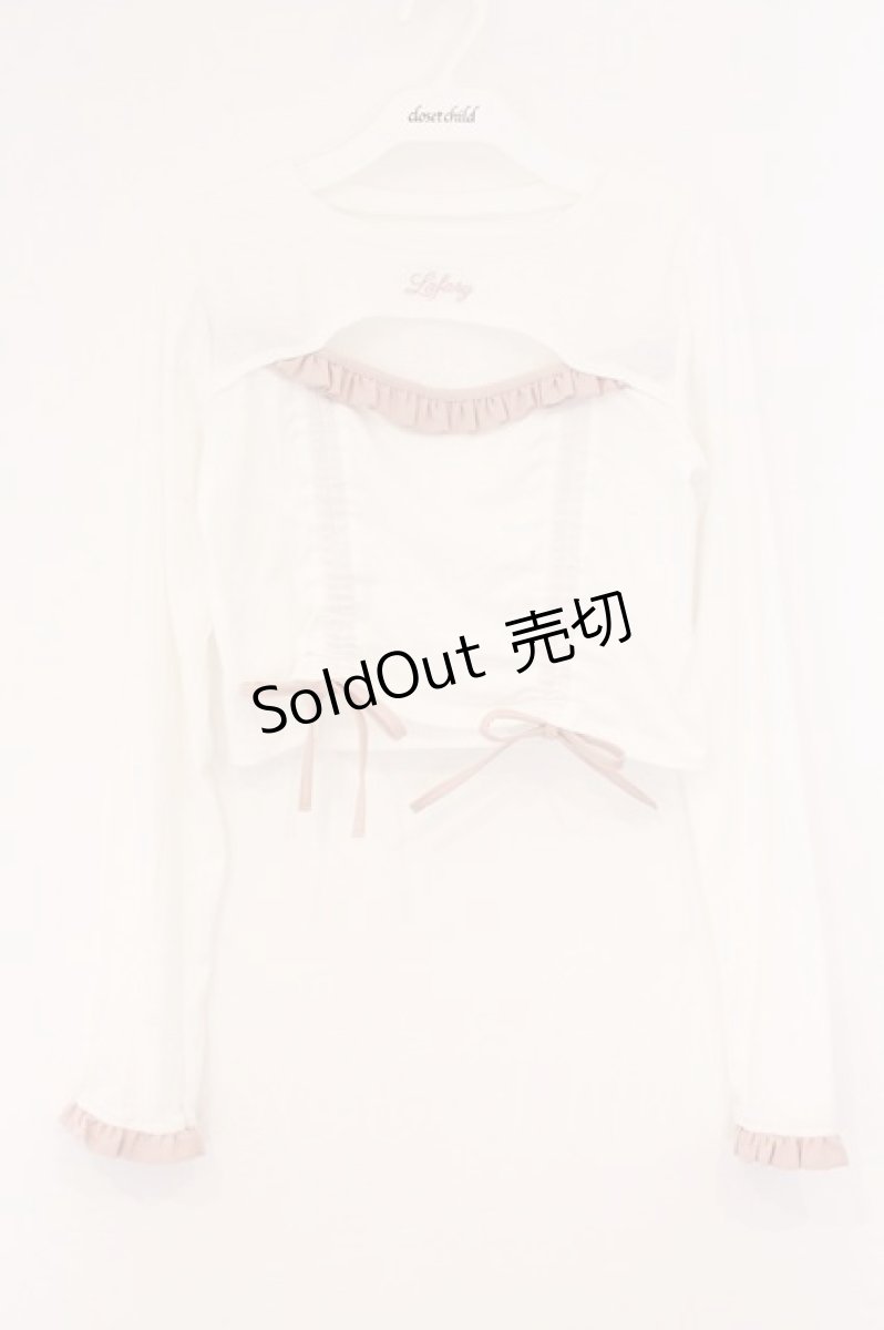 画像1: LAFARY / ドロストリボントップス F シロ×ピンク O-26-04-14-020-LO-TO-OW-OS (1)