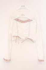 画像1: LAFARY / ドロストリボントップス F シロ×ピンク O-26-04-14-020-LO-TO-OW-OS (1)