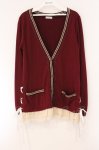 画像1: axes femme / サイドポケット裾シフォンカーディガン M ワイン O-26-04-14-031-AX-TO-IG-OS (1)