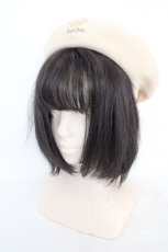 画像1: Angelic Pretty / ティアラ刺繍ベレー  アイボリー O-26-04-15-001-AP-AC-OW-OS (1)